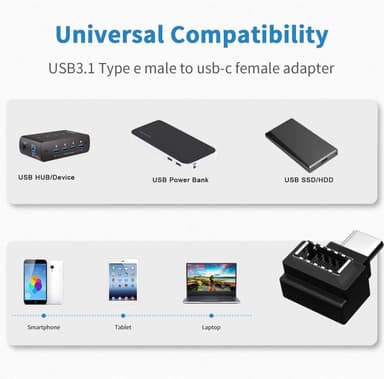 NÖRDIC Type E hona till USB-C hane 90 graders vinklad adapter