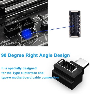 NÖRDIC Type E hona till USB-C hane 90 graders vinklad adapter