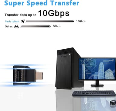 NÖRDIC Type E hona till USB-C hane 90 graders vinklad adapter
