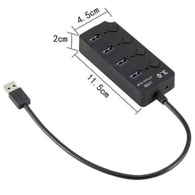 USB splitter USB 2.0 USB 3.0 hubb 5 Gbps 4-portars individuella LED på