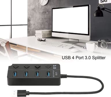 USB splitter USB 2.0 USB 3.0 hubb 5 Gbps 4-portars individuella LED på