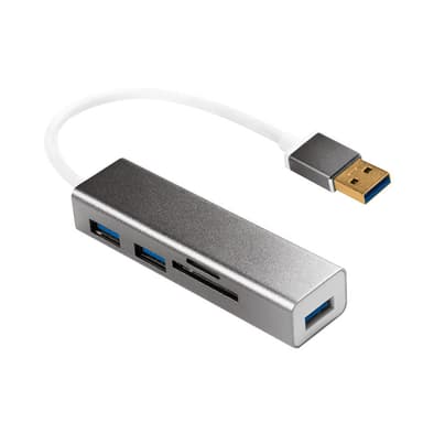 USB 3.0-hub USB-adapter USB-splitter med Micro SD/SD-kort Silver