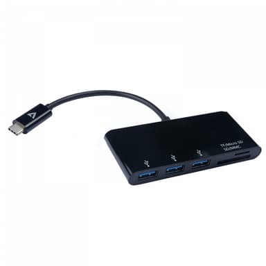 V7 V7UC3U-HUB-BLK-1E, USB 3.2 Gen 1 (3.1 Gen 1) Type-C, USB 3.2 Gen 1