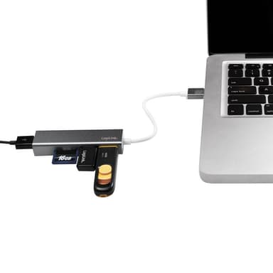 USB 3.0-hub USB-adapter USB-splitter med Micro SD/SD-kort Silver