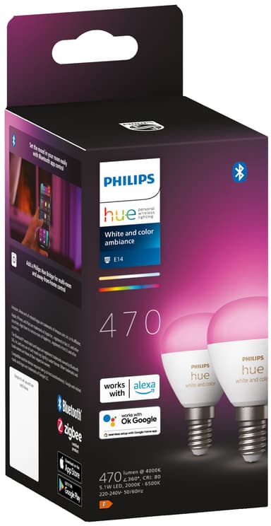 Philips Hue Luster LED-lampa WCA 5,1 W P45 E14 2 st