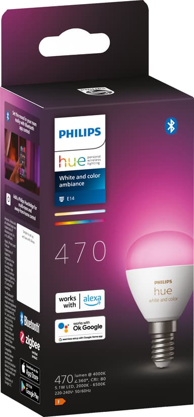 Philips Hue Luster LED-lampa WCA 5,1 W P45 E14