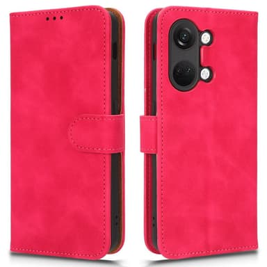 SKALO OnePlus Nord 3 5G / Ace 2V Matt PU-Läder Plånboksfodral - Cerise