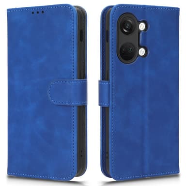 SKALO OnePlus Nord 3 5G / Ace 2V Matt PU-Läder Plånboksfodral - Blå
