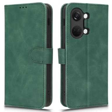 SKALO OnePlus Nord 3 5G / Ace 2V Matt PU-Läder Plånboksfodral - Grön