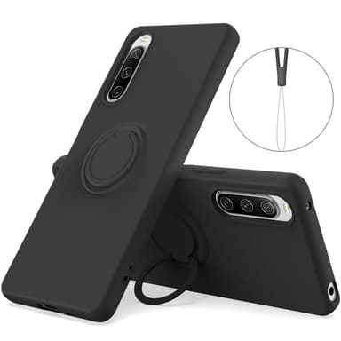 SKALO Sony Xperia 10 V Ultratunn Silikonskal Med Ring - Svart