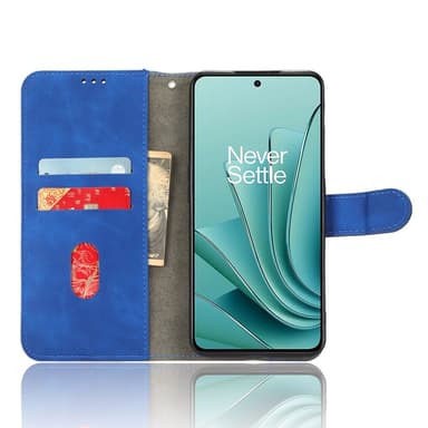 SKALO OnePlus Nord 3 5G / Ace 2V Matt PU-Läder Plånboksfodral - Blå