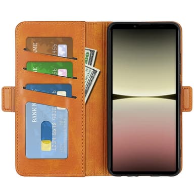 SKALO Sony Xperia 10 V Premium Plånboksfodral - Ljusbrun