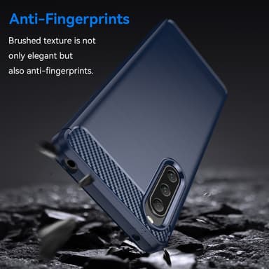 SKALO Sony Xperia 10 V Armor Carbon Stöttåligt TPU-skal - Blå