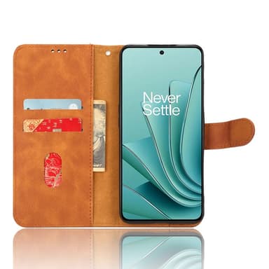 SKALO OnePlus Nord 3 5G / Ace 2V Matt PU-Läder Plånboksfodral - Brun