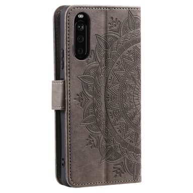 SKALO Sony Xperia 10 V Mandala Plånboksfodral - Grå