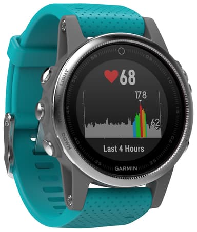 Garmin Fenix 5s träningsklocka (silver/turkos)