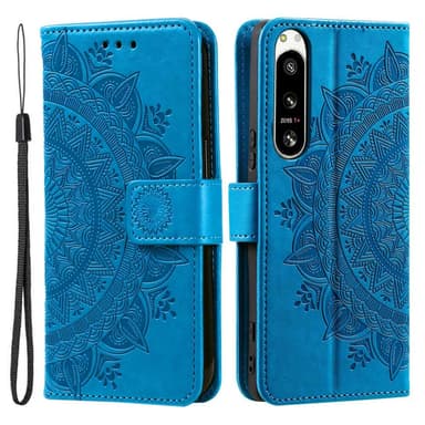 SKALO Sony Xperia 5 IV 5G Mandala Plånboksfodral - Blå