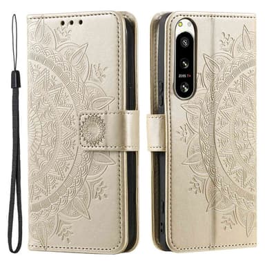 SKALO Sony Xperia 5 IV 5G Mandala Plånboksfodral - Guld