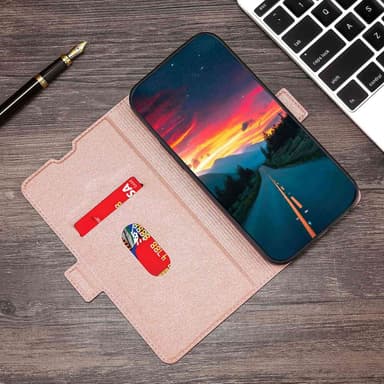 SKALO Asus Zenfone 9 5G Ultratunn Premium Plånboksfodral - Roséguld
