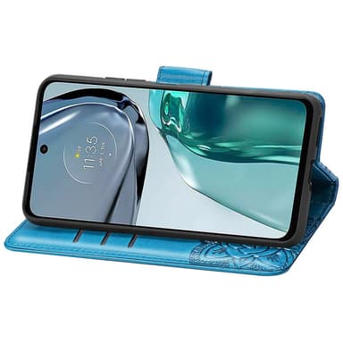 SKALO Motorola Moto G62 5G Mandala Butterfly Plånboksfodral - Blå