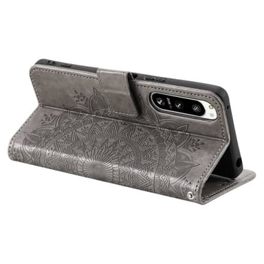 SKALO Sony Xperia 5 IV 5G Mandala Plånboksfodral - Grå