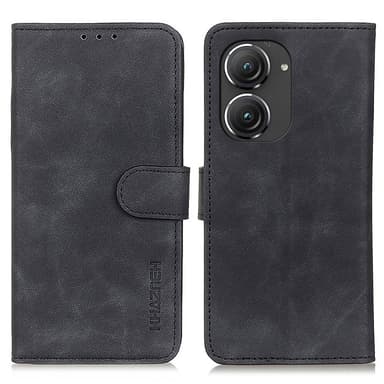 SKALO Asus Zenfone 9 5G KHAZNEH Plånboksfodral i PU-Läder - Svart