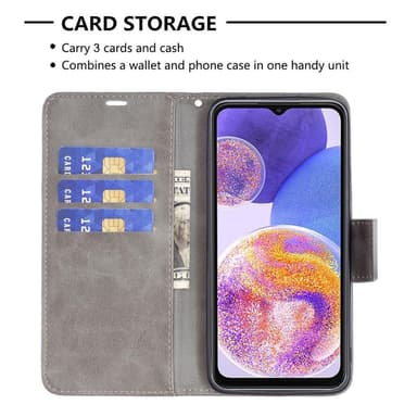 SKALO Samsung A23 5G Plånboksfodral i PU-Läder - Grå