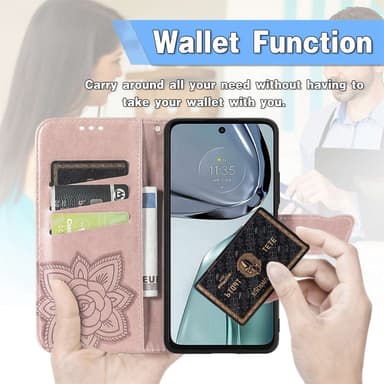 SKALO Motorola Moto G62 5G Mandala Butterfly Plånboksfodral - Roséguld