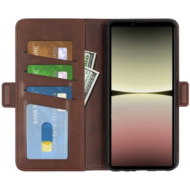 SKALO Sony Xperia 10 V Premium Plånboksfodral - Brun