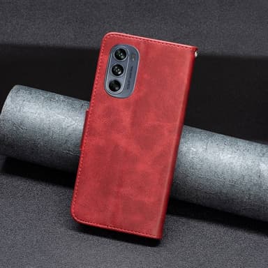 SKALO Motorola Moto G62 5G Plånboksfodral i PU-Läder - Röd