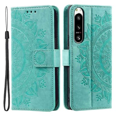 SKALO Sony Xperia 5 IV 5G Mandala Plånboksfodral - Turkos