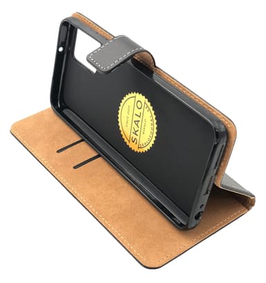 SKALO Motorola Moto G32 Plånboksfodral Äkta Skinn - Svart