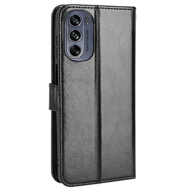 SKALO Motorola Moto G62 5G Crazy Horse Plånbok PU Läder - Svart