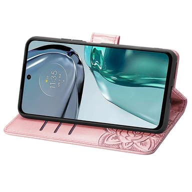 SKALO Motorola Moto G62 5G Mandala Butterfly Plånboksfodral - Roséguld