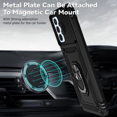 SKALO Samsung A23 5G Armor Hybrid Metallring Kameraslider - Svart