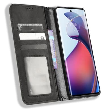 SKALO Motorola Edge 30 Fusion 5G Embossed Premium Plånboksfodral - Svart