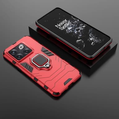 SKALO OnePlus 10T 5G Armor Hybrid Metallring skal - Röd