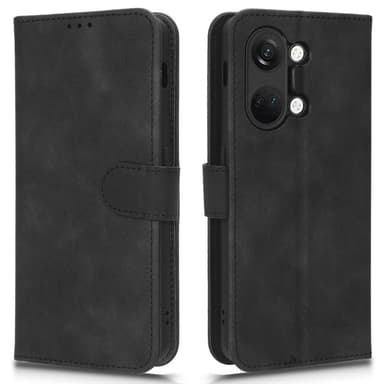 SKALO OnePlus Nord 3 5G / Ace 2V Matt PU-Läder Plånboksfodral - Svart