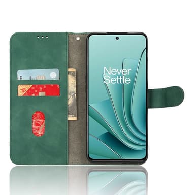 SKALO OnePlus Nord 3 5G / Ace 2V Matt PU-Läder Plånboksfodral - Grön
