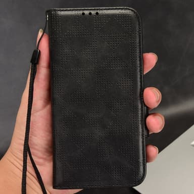 SKALO Motorola Edge 30 Ultra 5G Embossed Triangle Plånboksfodral - Svart