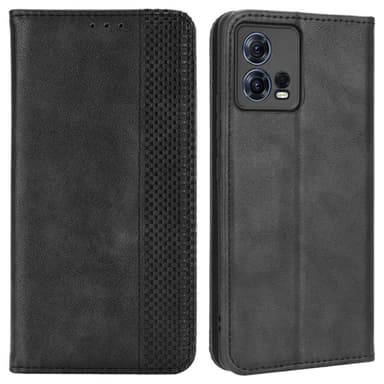 SKALO Motorola Edge 30 Fusion 5G Embossed Premium Plånboksfodral - Svart