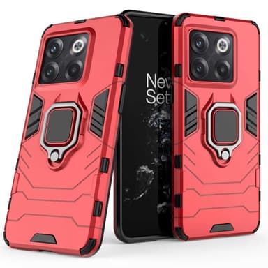 SKALO OnePlus 10T 5G Armor Hybrid Metallring skal - Röd