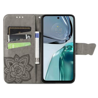SKALO Motorola Moto G62 5G Mandala Butterfly Plånboksfodral - Grå
