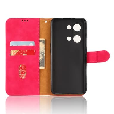 SKALO OnePlus Nord 3 5G / Ace 2V Matt PU-Läder Plånboksfodral - Cerise