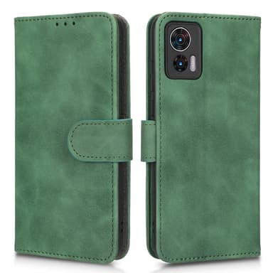 SKALO Motorola Edge 30 Neo 5G Matt PU-Läder Plånboksfodral - Grön