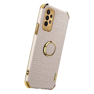 SKALO Samsung A23 5G Krokodil Guldkant Skal - Vit