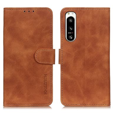 SKALO Sony Xperia 5 IV 5G KHAZNEH Plånboksfodral i PU-Läder - Brun