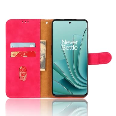SKALO OnePlus Nord 3 5G / Ace 2V Matt PU-Läder Plånboksfodral - Cerise