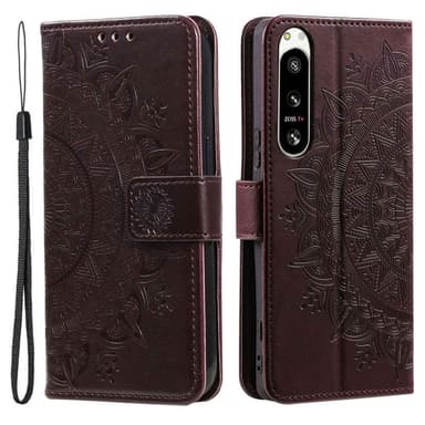 SKALO Sony Xperia 5 IV 5G Mandala Plånboksfodral - Brun