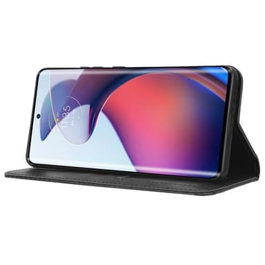 SKALO Motorola Edge 30 Fusion 5G Embossed Premium Plånboksfodral - Svart
